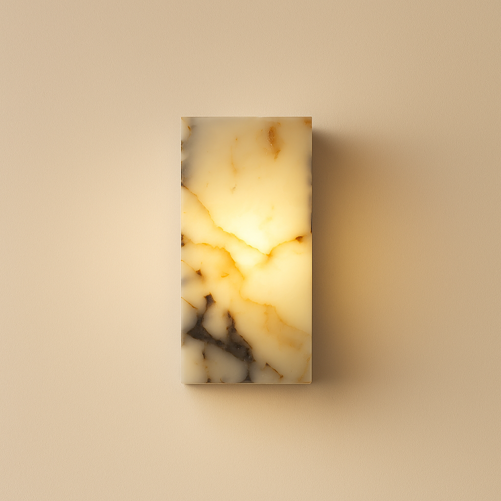LumaMarble Elegante schlanke Marmor Wandleuchte, minimalistisches Wandlicht für moderne Innenräume