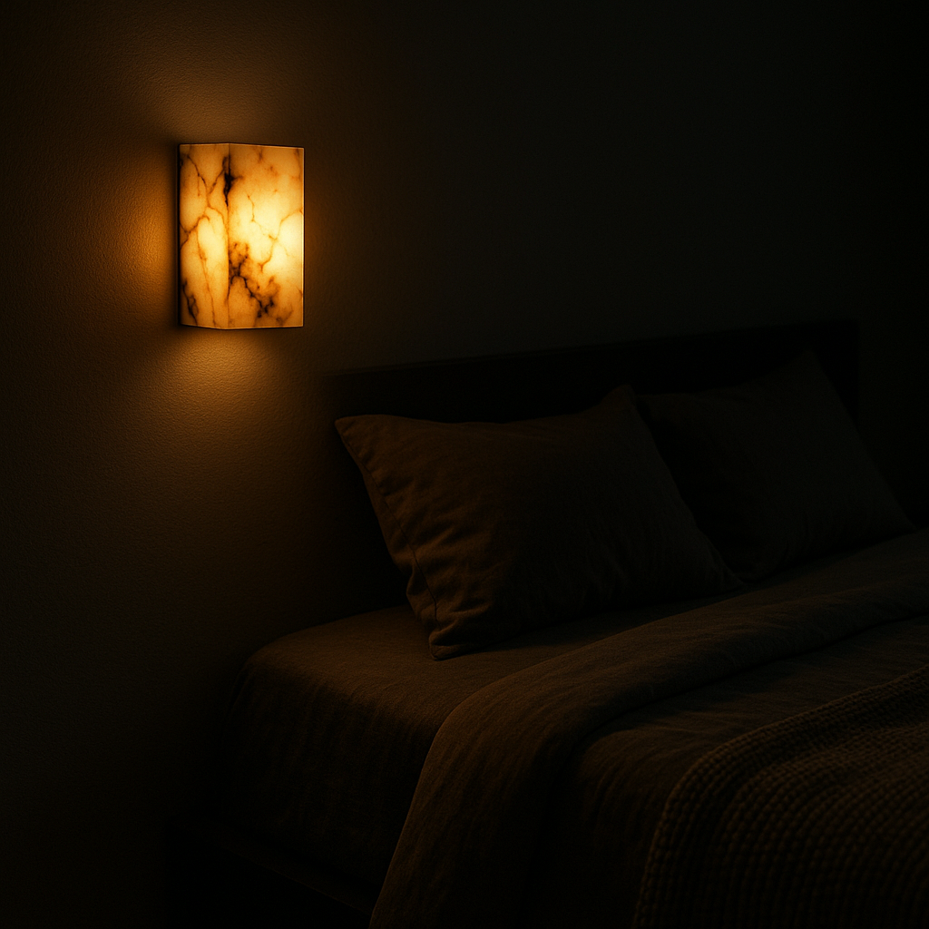 LumaMarble Elegante schlanke Marmor Wandleuchte, minimalistisches Wandlicht für moderne Innenräume