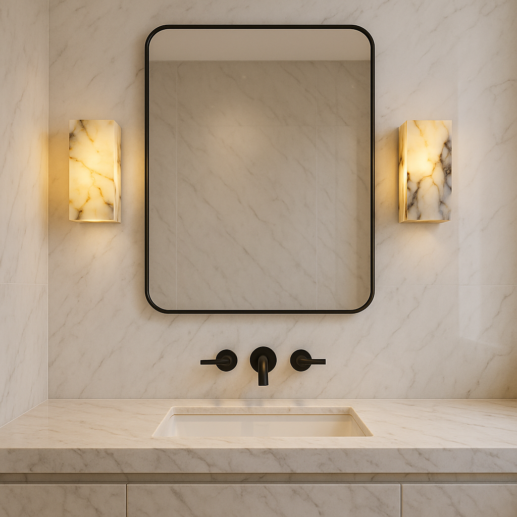 LumaMarble Elegante schlanke Marmor Wandleuchte, minimalistisches Wandlicht für moderne Innenräume