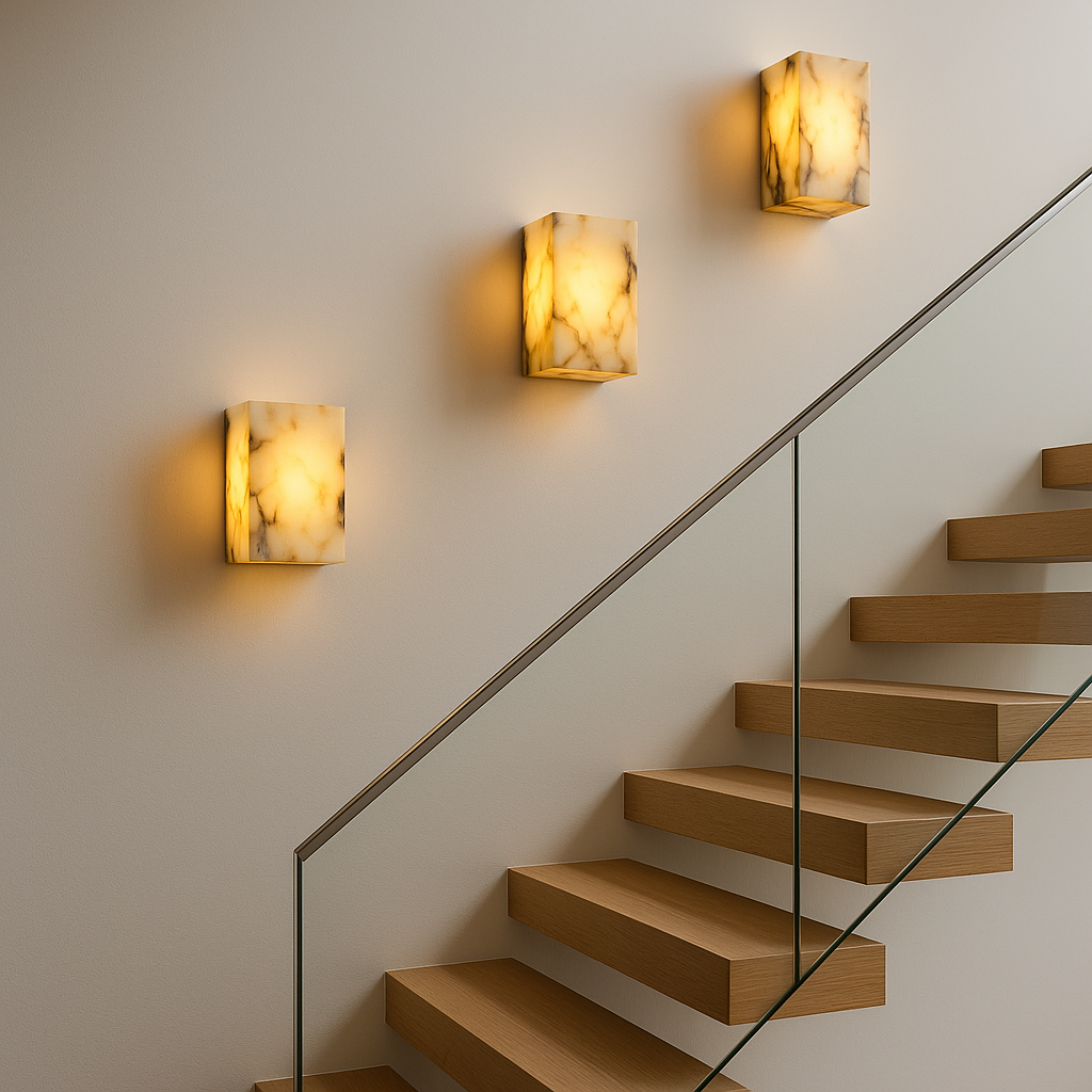 LumaMarble Elegante schlanke Marmor Wandleuchte, minimalistisches Wandlicht für moderne Innenräume