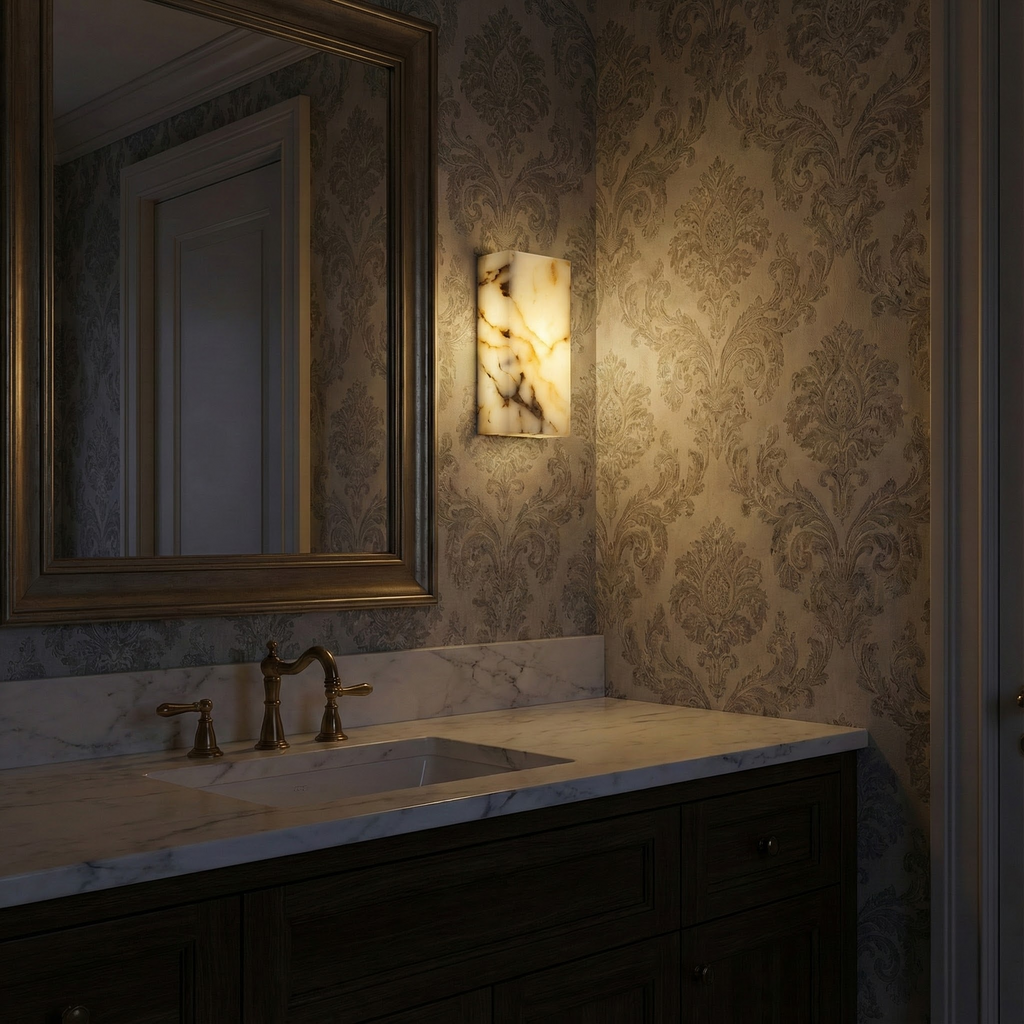 LumaMarble Elegante schlanke Marmor Wandleuchte, minimalistisches Wandlicht für moderne Innenräume