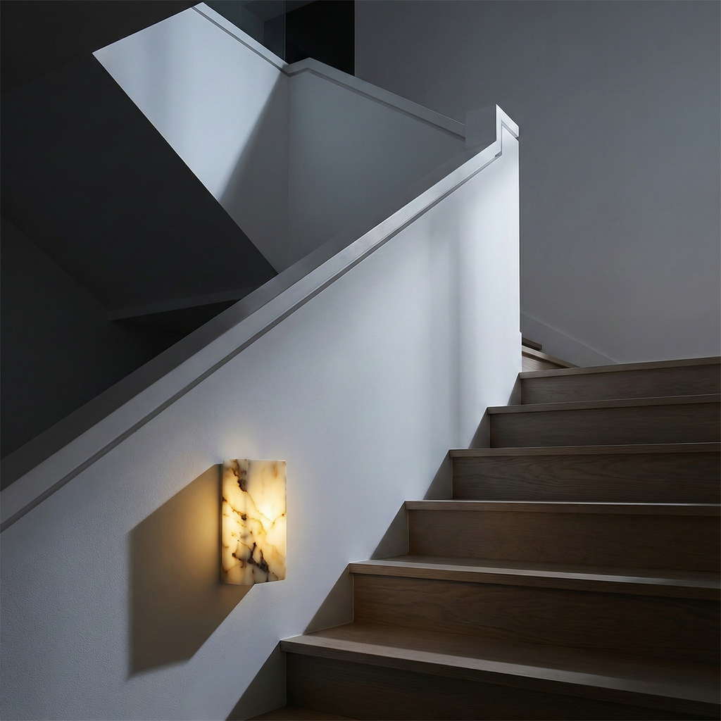 LumaMarble Elegante schlanke Marmor Wandleuchte, minimalistisches Wandlicht für moderne Innenräume
