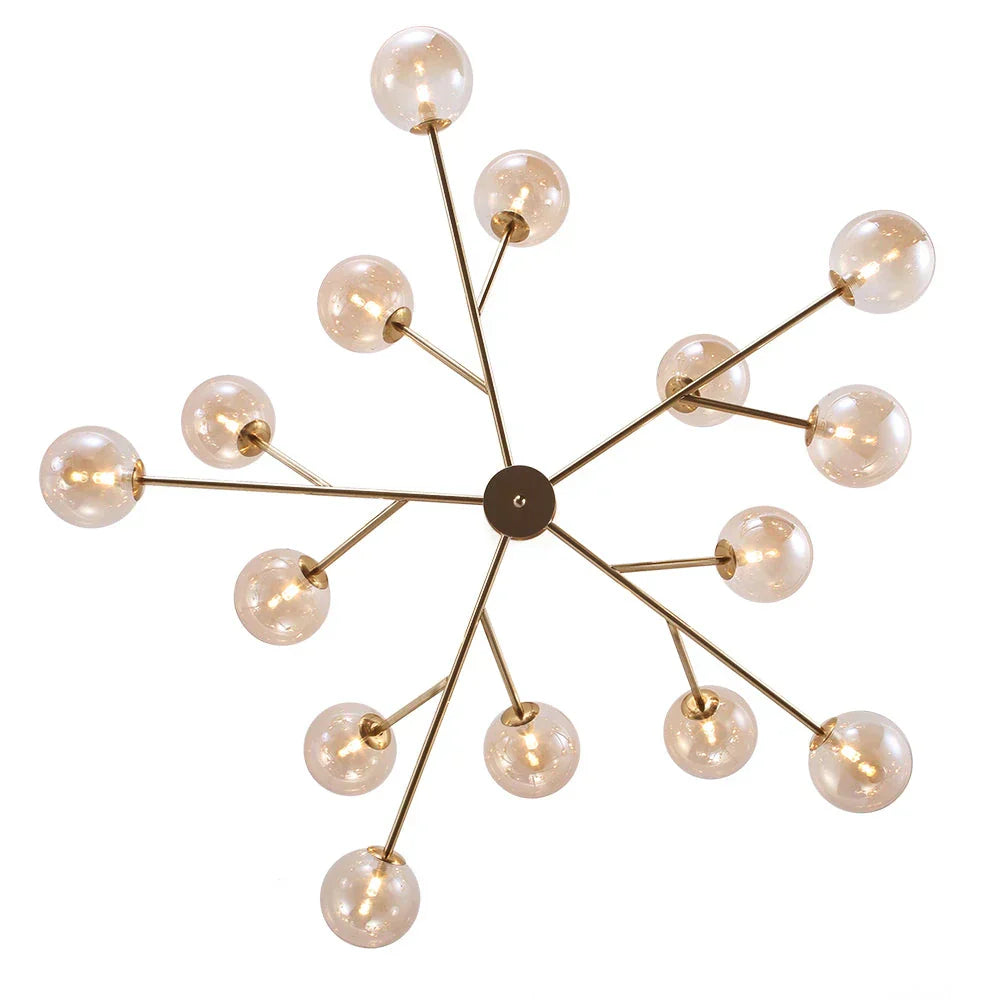 Fifteen Light Glass Bubble Mid Century Chandelier For Dining Rooms And Living Areas