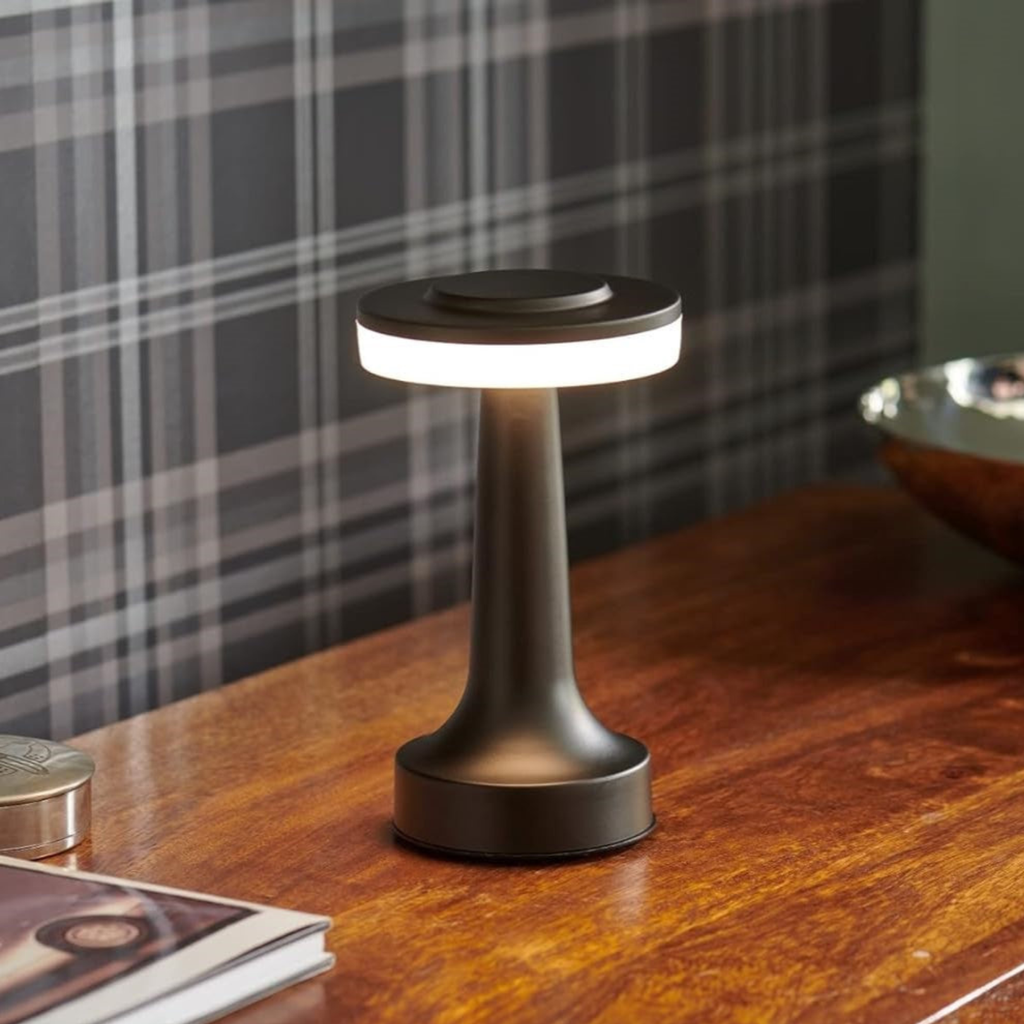 Midcentury moderne trådløs LED-lampe — berøringsstyring, dimbar lysstyrke