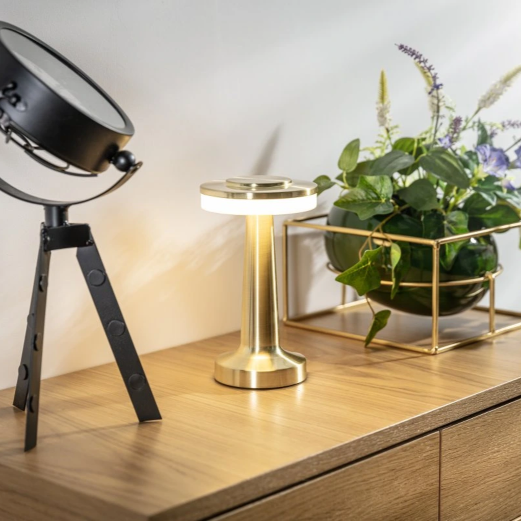 Midcentury moderne trådløs LED-lampe — berøringsstyring, dimbar lysstyrke