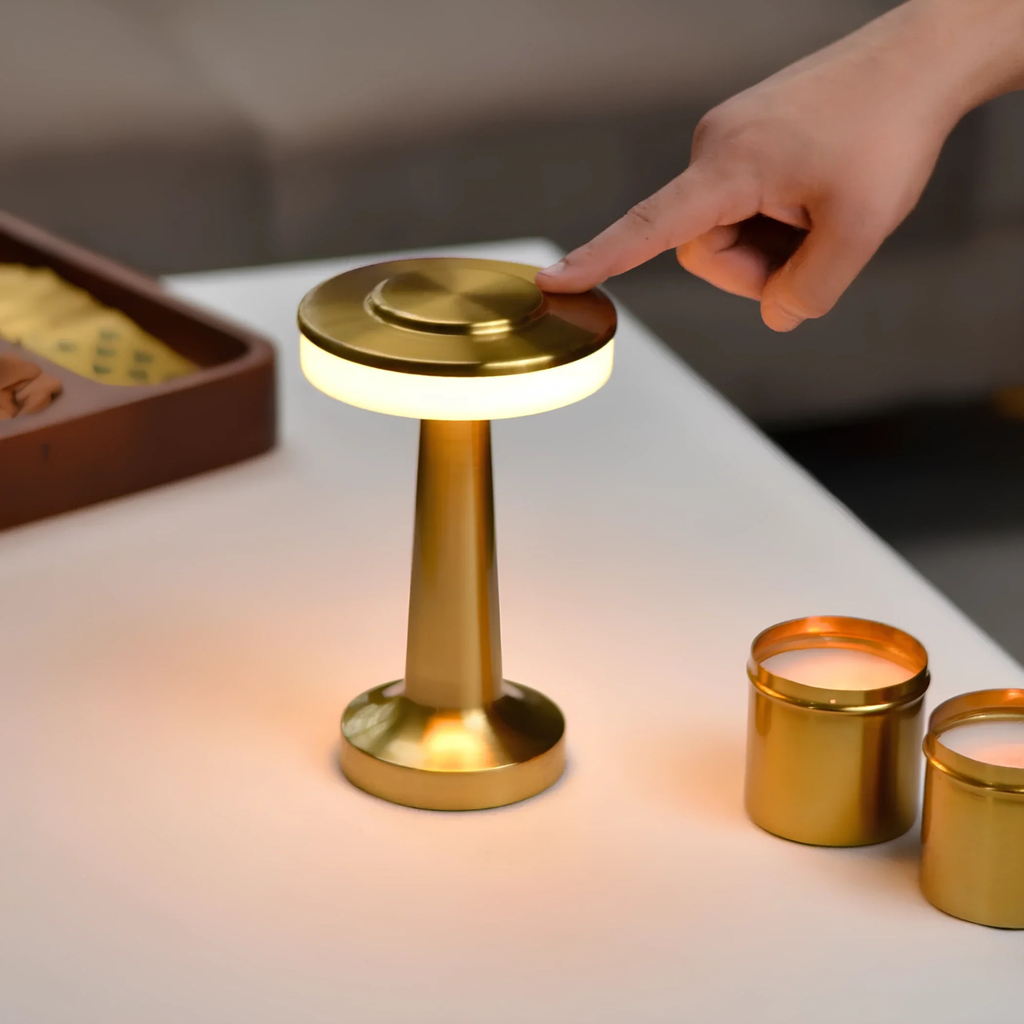 Midcentury moderne trådløs LED-lampe — berøringsstyring, dimbar lysstyrke