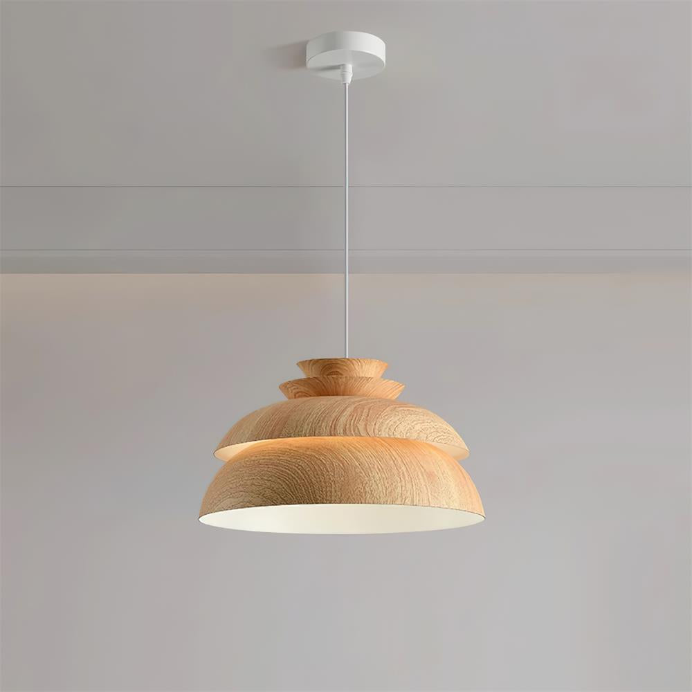 Lyra Pendant Light In Oak Wood With Layered Panels For A Warm Scandinavian Glow Effect
