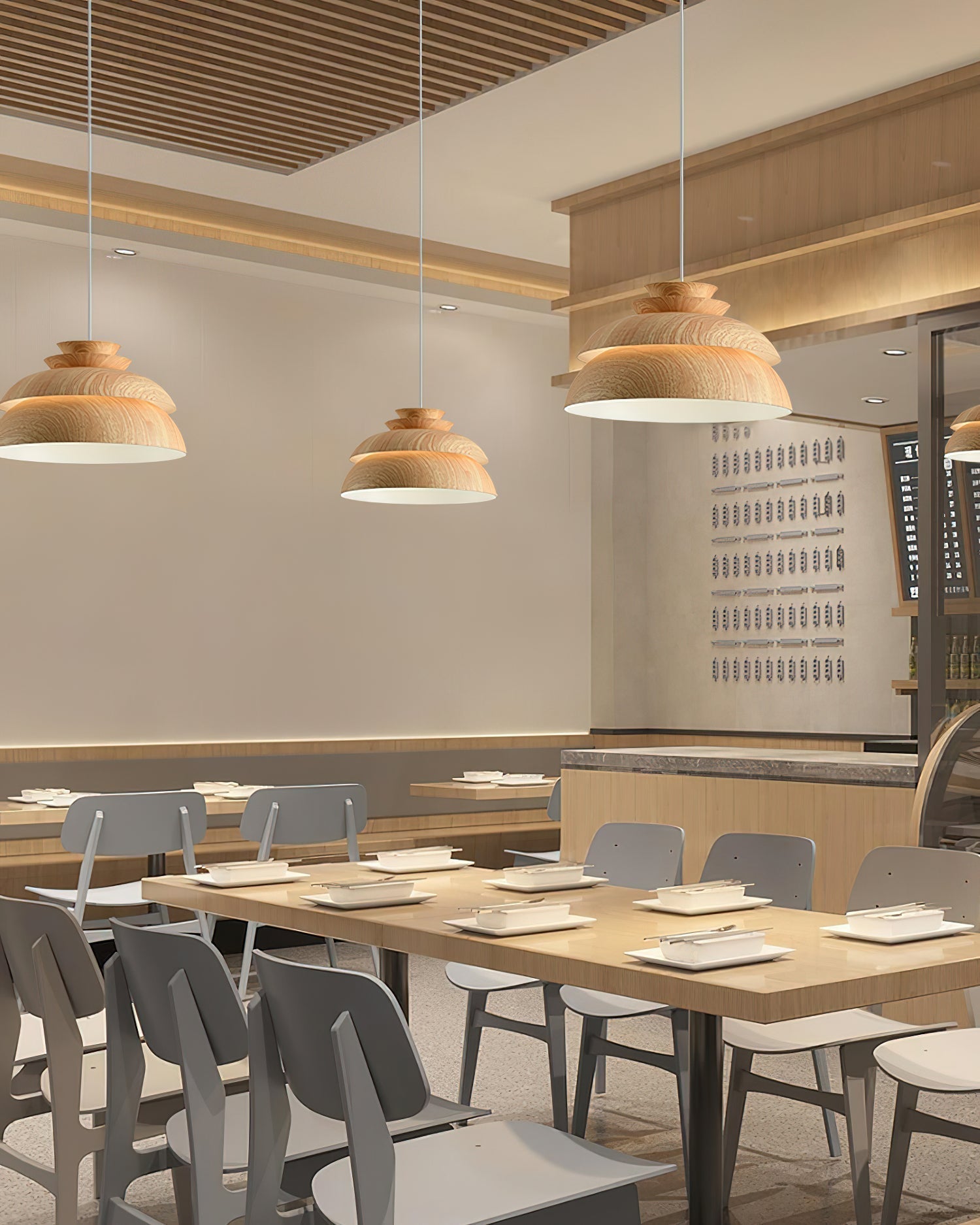 Lyra Pendant Light In Oak Wood With Layered Panels For A Warm Scandinavian Glow Effect