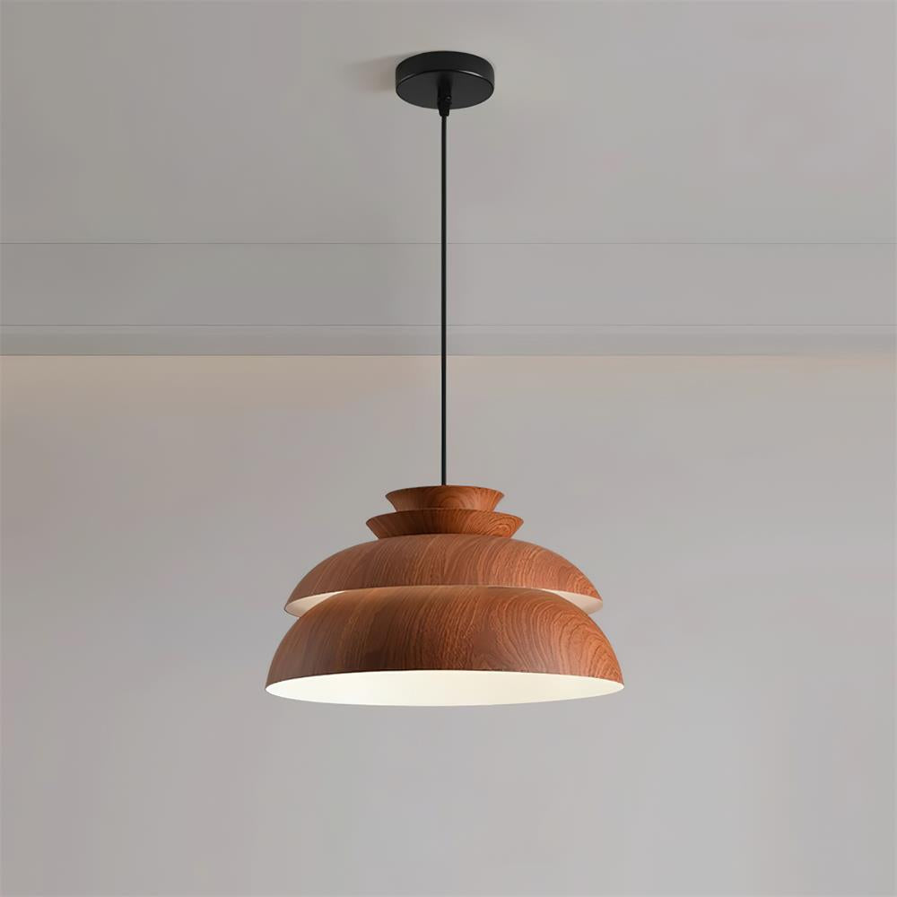 Lyra Pendant Light In Oak Wood With Layered Panels For A Warm Scandinavian Glow Effect