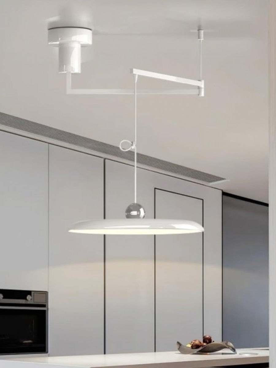 Adjustable Pendant Light With Swivel Arm In Minimalist Industrial Metal