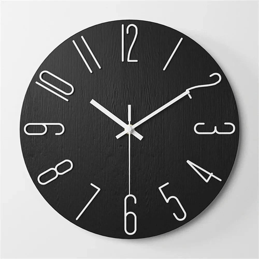 Moderni minimalistinen seinäkello — kelluvat 3D-numerot, äänetön kvartsikoneisto