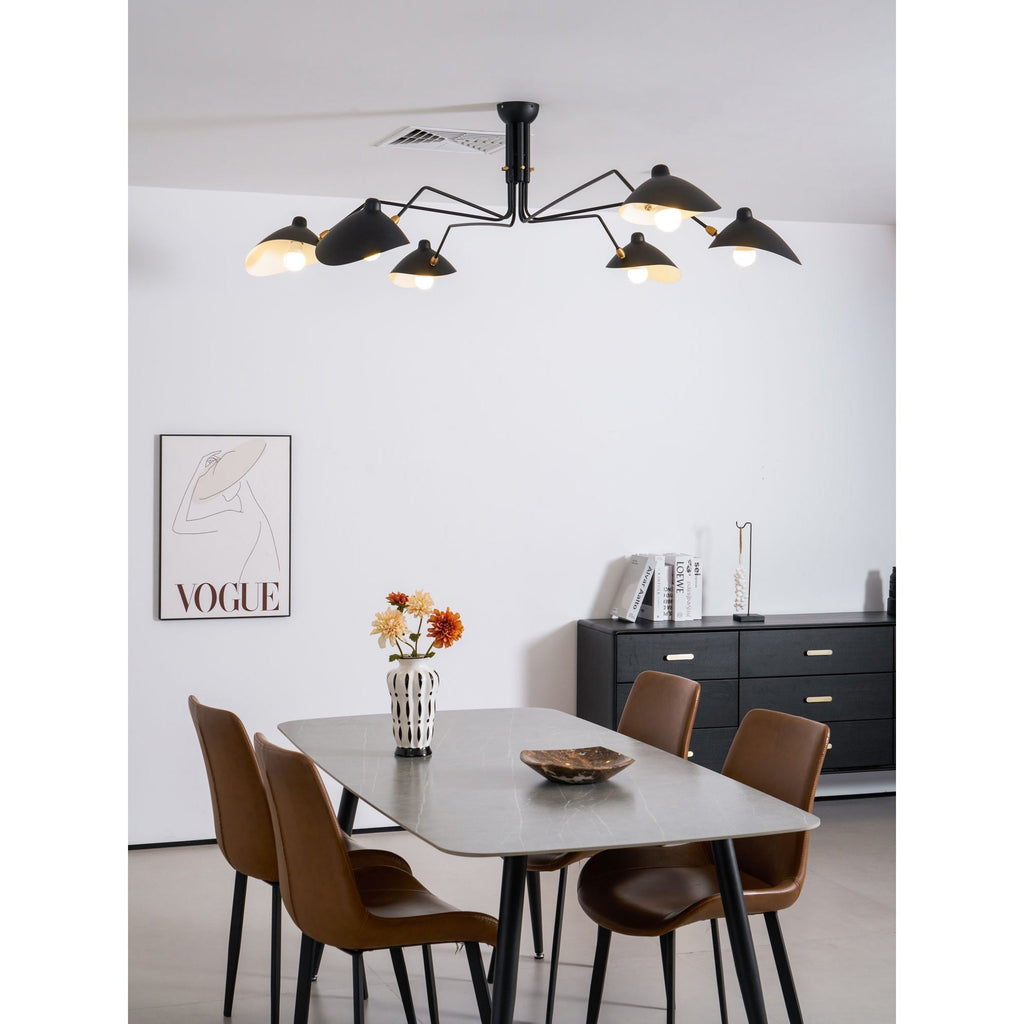 Adjustable Spider Ceiling Light, Multi-Arm, Black And White, Brass, Scandinavian Modern