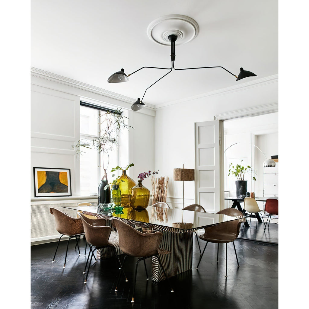 Adjustable Spider Ceiling Light, Multi-Arm, Black And White, Brass, Scandinavian Modern