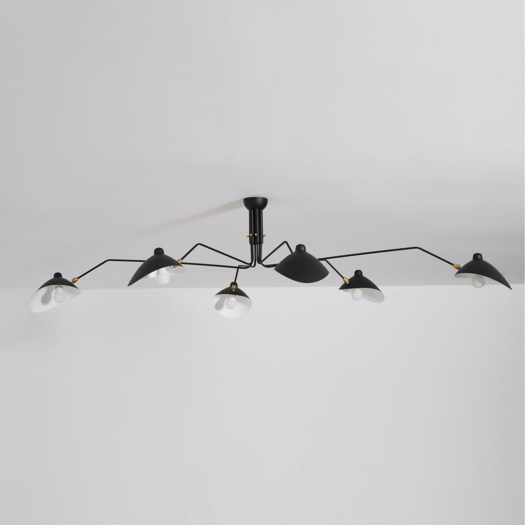 Adjustable Spider Ceiling Light, Multi-Arm, Black And White, Brass, Scandinavian Modern