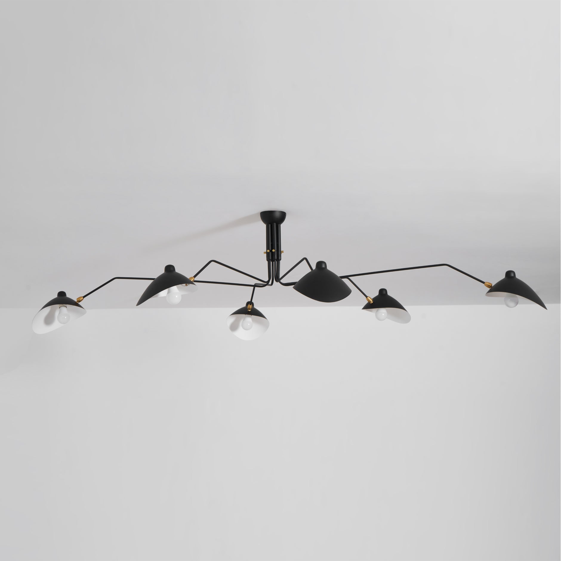 Adjustable Spider Ceiling Light, Multi-Arm, Black And White, Brass, Scandinavian Modern
