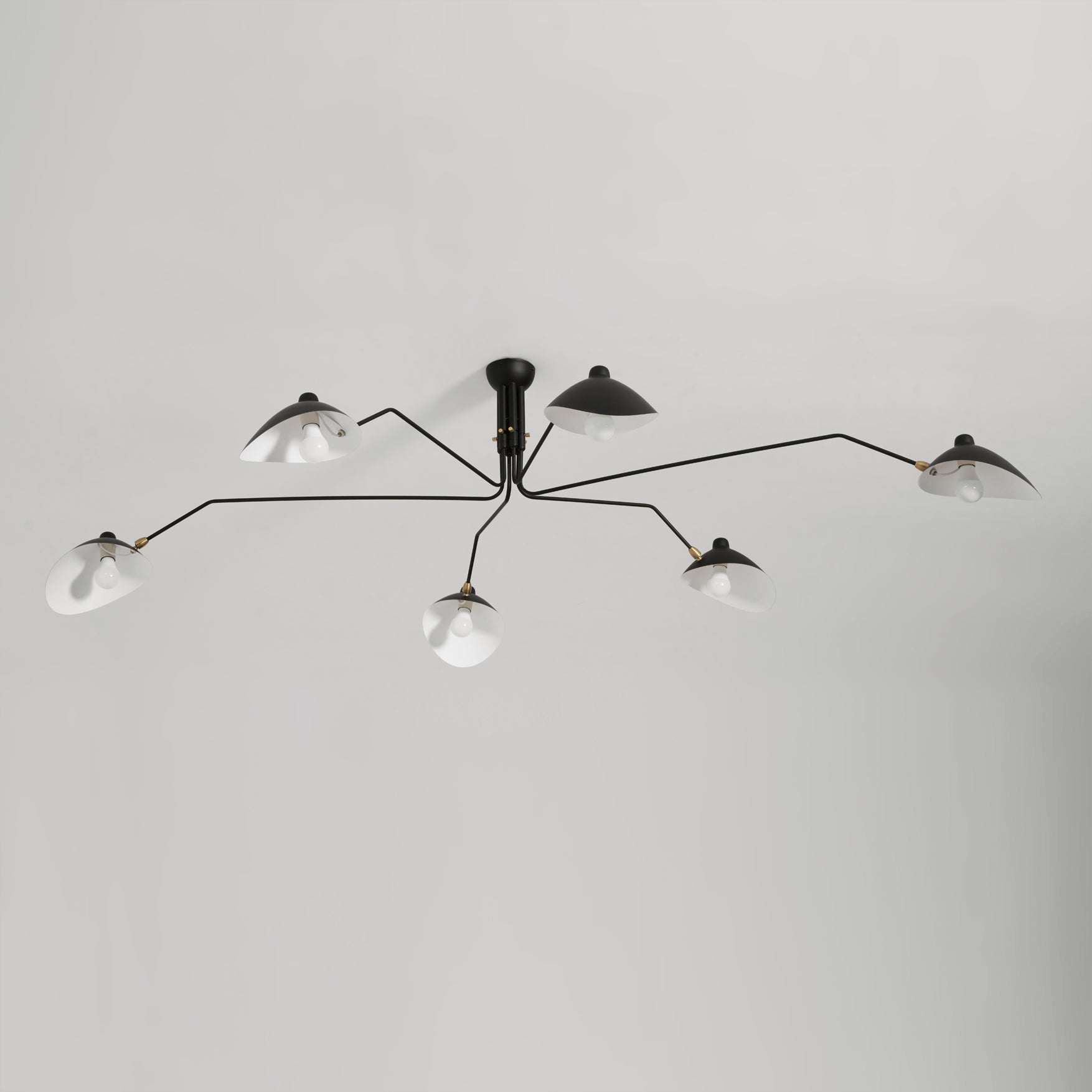Adjustable Spider Ceiling Light, Multi-Arm, Black And White, Brass, Scandinavian Modern