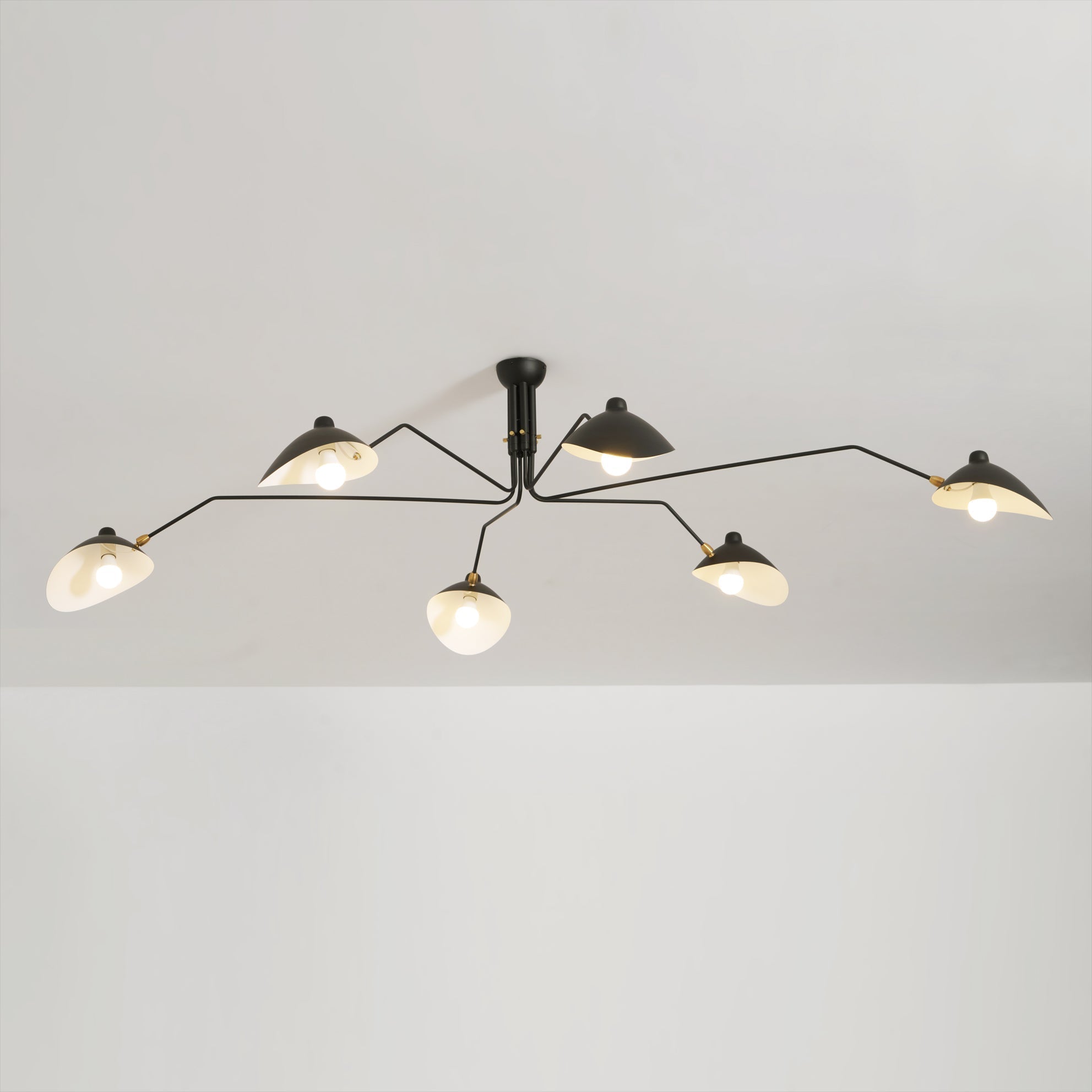 Adjustable Spider Ceiling Light, Multi-Arm, Black And White, Brass, Scandinavian Modern