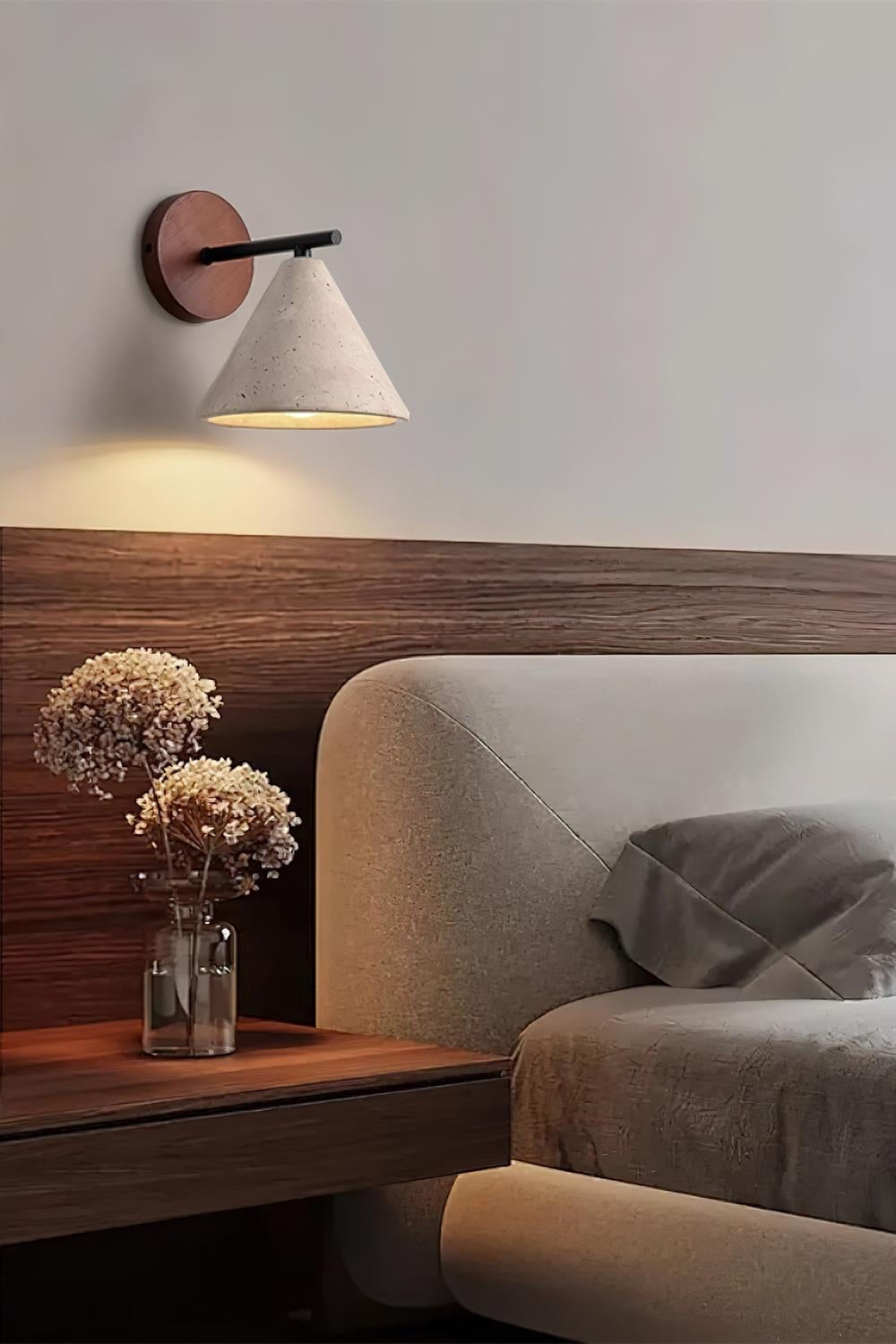 Travertine Wall Lamp With Tapered Design Minimalist Accent Light For Bedroom Or Lounge