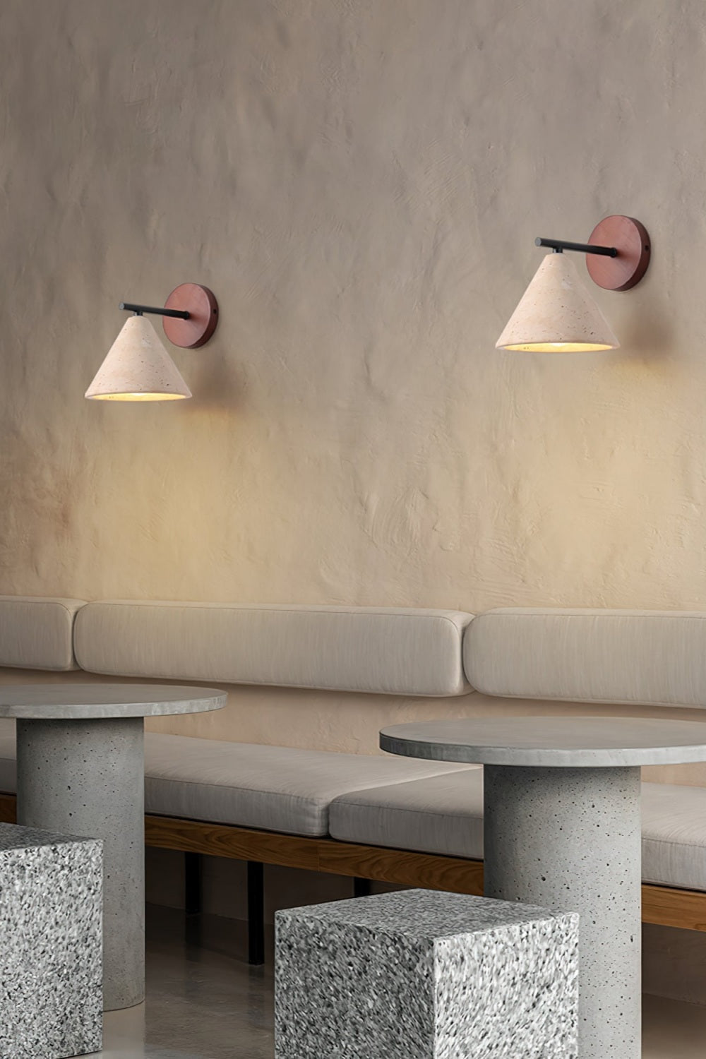 Travertine Wall Lamp With Tapered Design Minimalist Accent Light For Bedroom Or Lounge