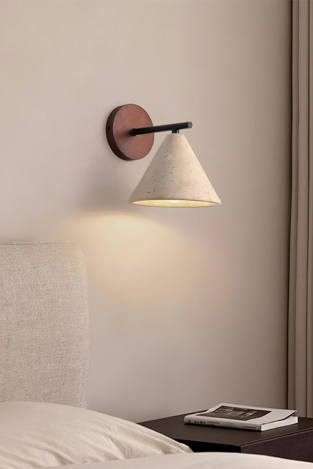 Travertine Wall Lamp With Tapered Design Minimalist Accent Light For Bedroom Or Lounge