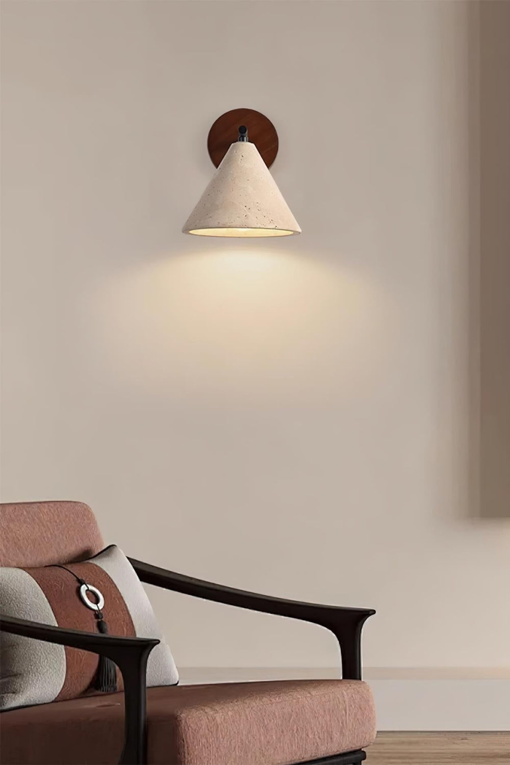 Travertine Wall Lamp With Tapered Design Minimalist Accent Light For Bedroom Or Lounge
