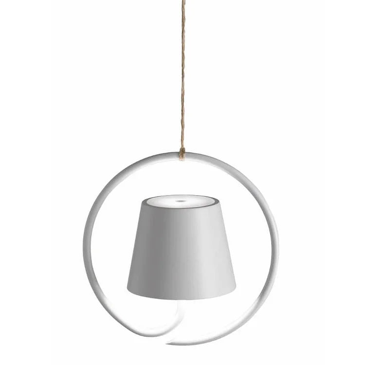 LunaArc Sculptural Ring Pendant Light With Circular Black Metal Shade For Modern Interiors