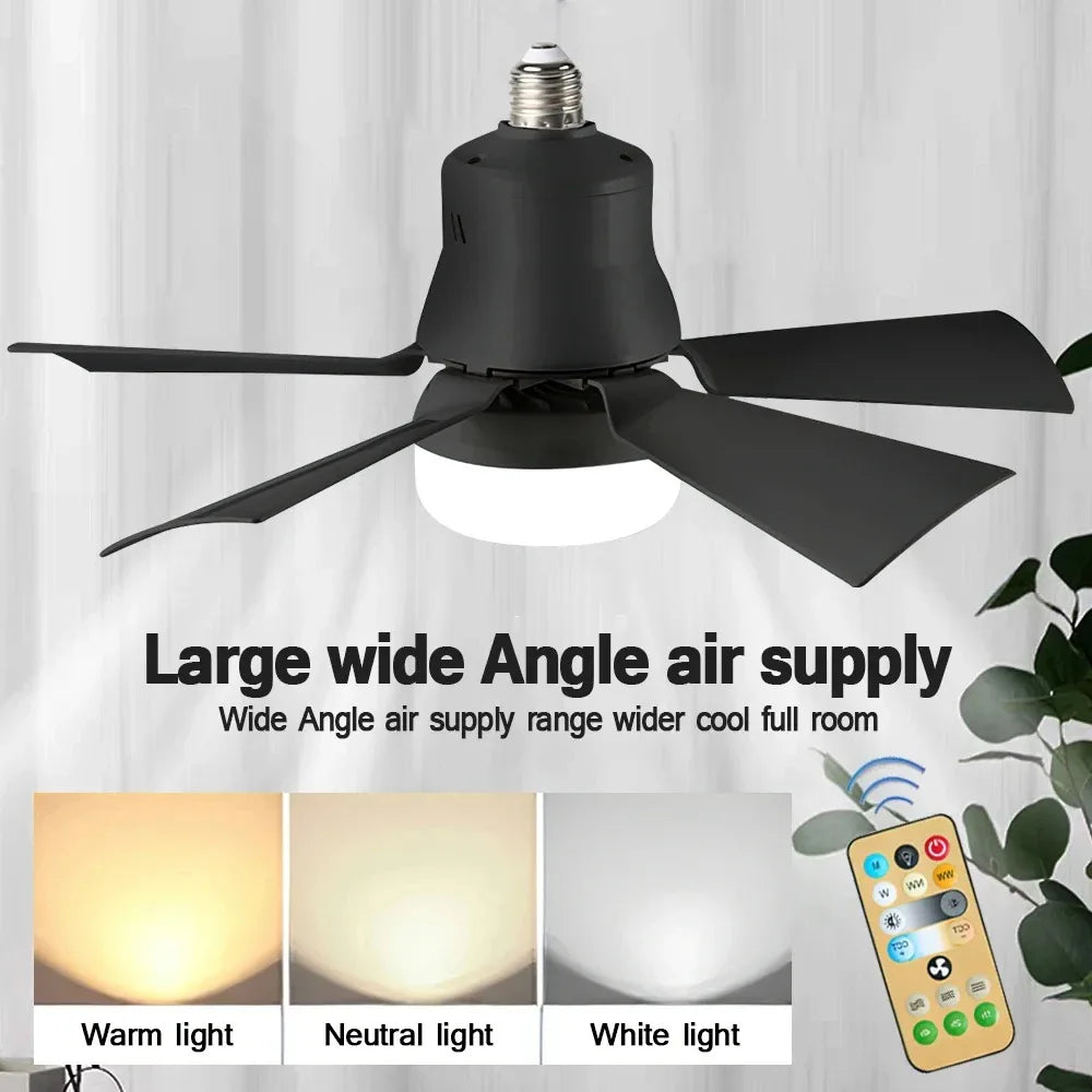 Contemporary Flush Mount Ceiling Fan & Light — Dimmable LED