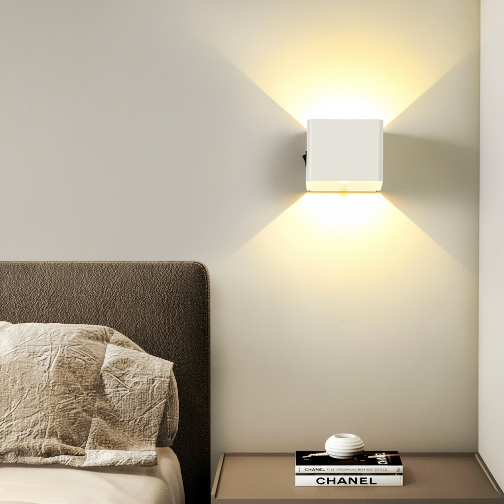 Kubisk vegglampe – bevegelsessensor, oppladbart batteri, trådløs bruk