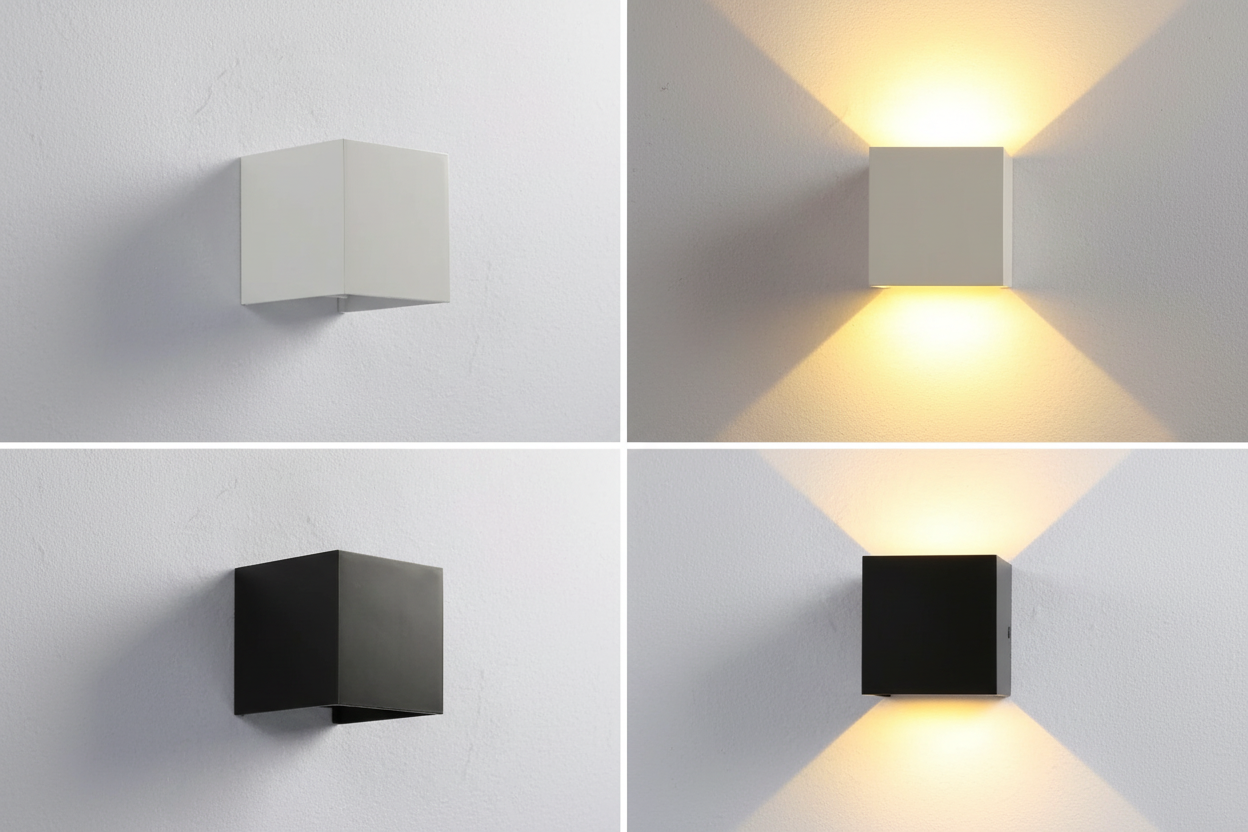Kubisk vegglampe – bevegelsessensor, oppladbart batteri, trådløs bruk