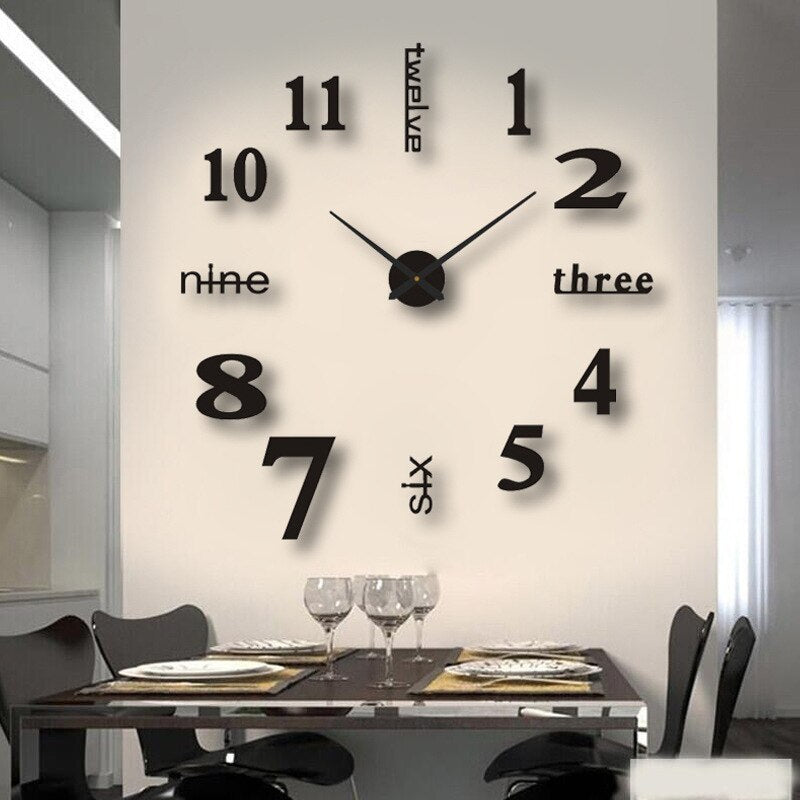 Reloj de pared grande DIY — Montaje personalizable, mecanismo silencioso