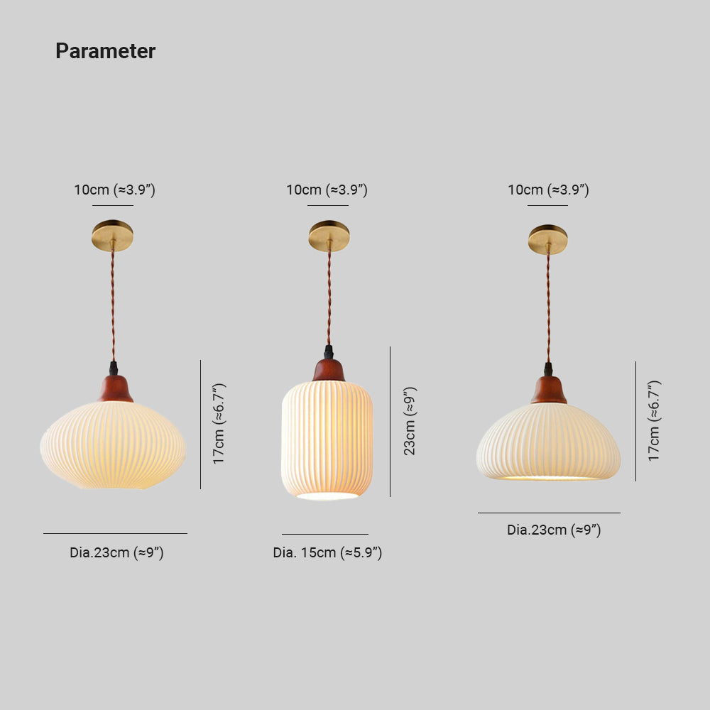 Nora Pendant Light In Japandi Style With A Ribbed Ceramic Construction For Warm Glow