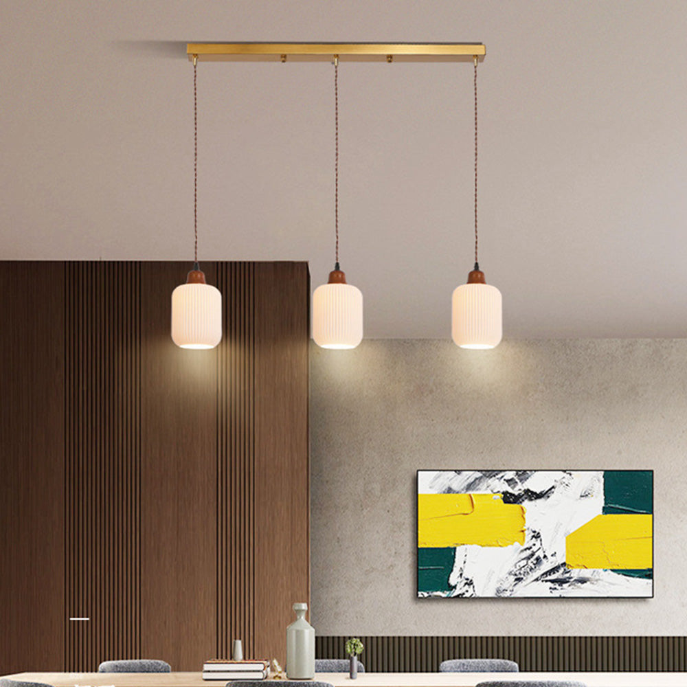 Nora Pendant Light In Japandi Style With A Ribbed Ceramic Construction For Warm Glow