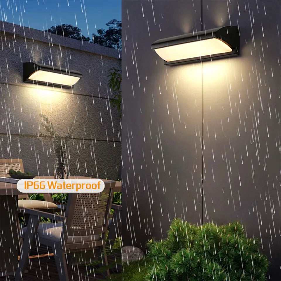 Vanntett LED-vegglampe for utendørsbruk — integrert bevegelsessensor