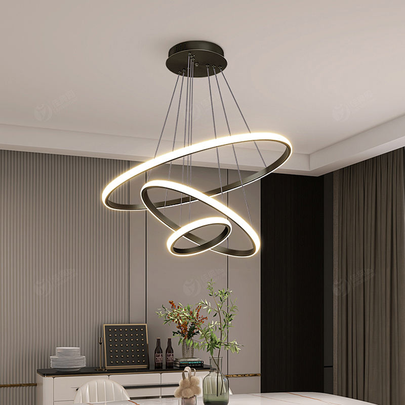 Virell Spiral Chandelier With LED Circular Rings For Modern Ceiling Light Circular Rings