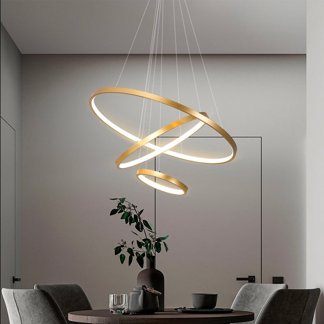 Virell Spiral Chandelier With LED Circular Rings For Modern Ceiling Light Circular Rings