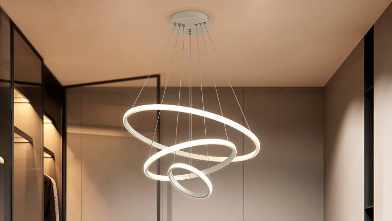 Virell Spiral Chandelier With LED Circular Rings For Modern Ceiling Light Circular Rings