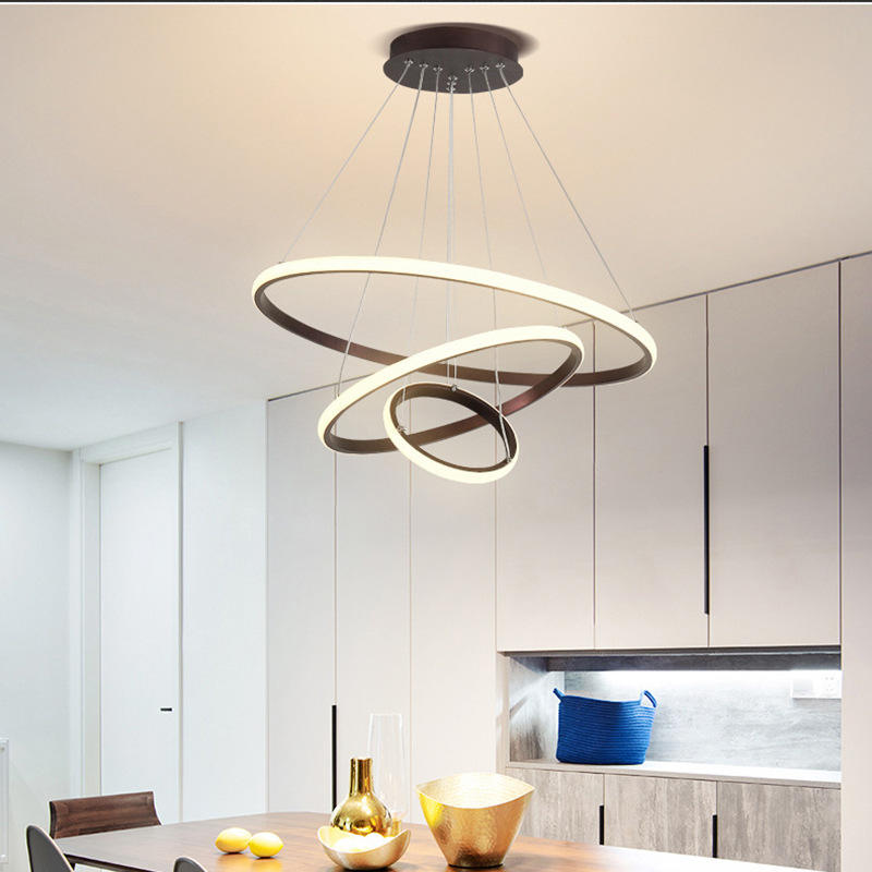 Virell Spiral Chandelier With LED Circular Rings For Modern Ceiling Light Circular Rings
