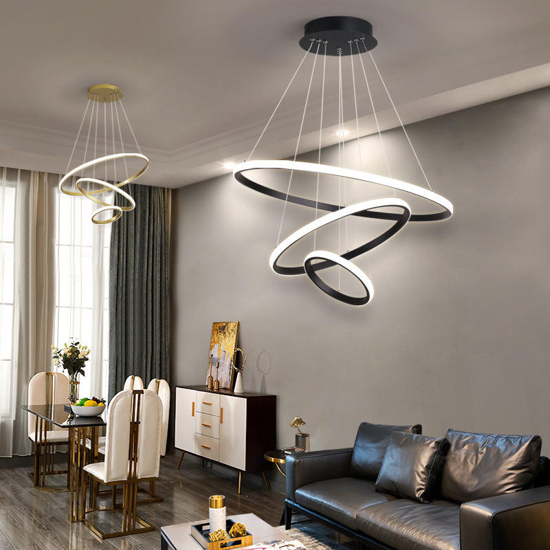 Virell Spiral Chandelier With LED Circular Rings For Modern Ceiling Light Circular Rings