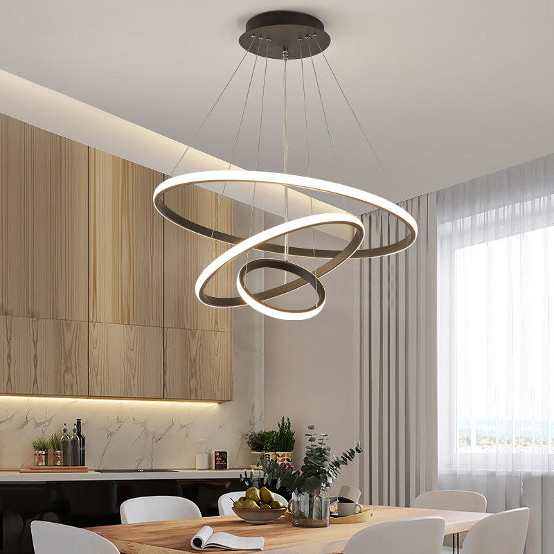 Virell Spiral Chandelier With LED Circular Rings For Modern Ceiling Light Circular Rings