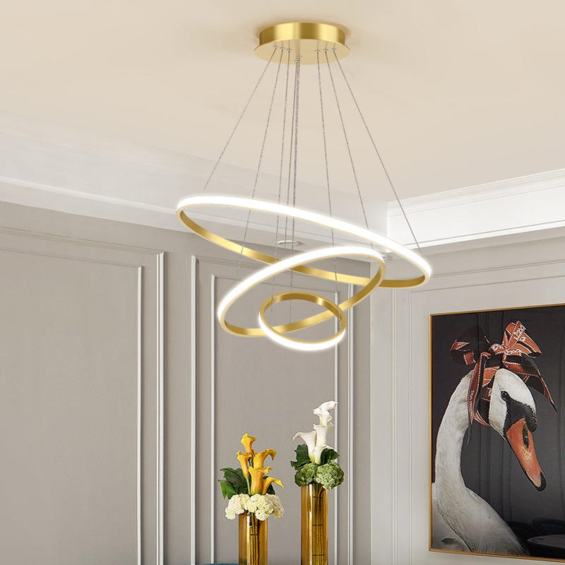 Virell Spiral Chandelier With LED Circular Rings For Modern Ceiling Light Circular Rings