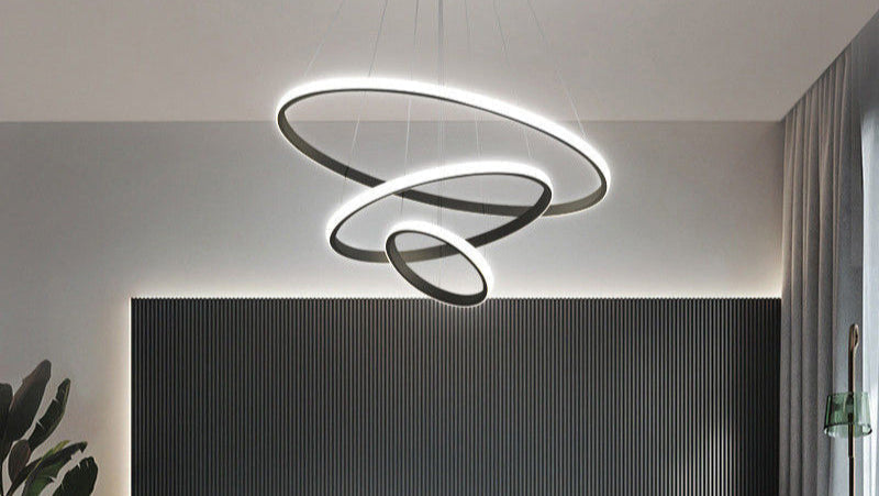 Virell Spiral Chandelier With LED Circular Rings For Modern Ceiling Light Circular Rings