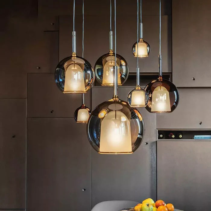 Lumenara Glass Smoke Pendant Cluster Light For Dining Rooms And Open Living Spaces