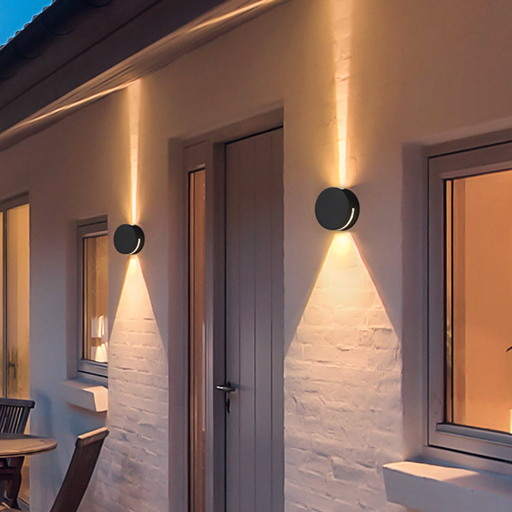 AstraVibe Edge Outdoor LED Wall Fixture Dual Up And Down Lighting In Black Cylinder