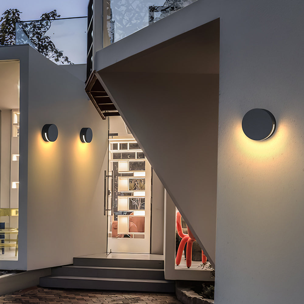 AstraVibe Edge Outdoor LED Wall Fixture Dual Up And Down Lighting In Black Cylinder