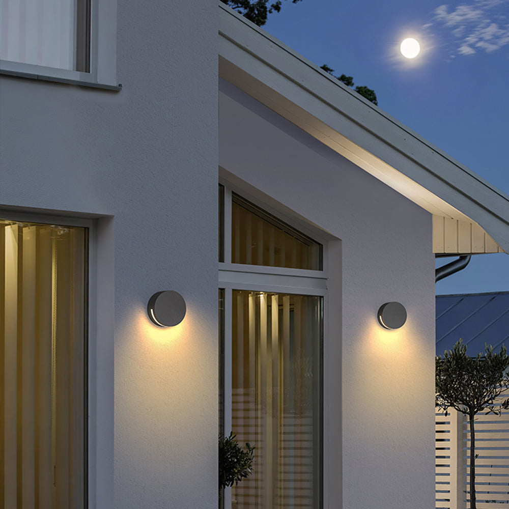 AstraVibe Edge Outdoor LED Wall Fixture Dual Up And Down Lighting In Black Cylinder