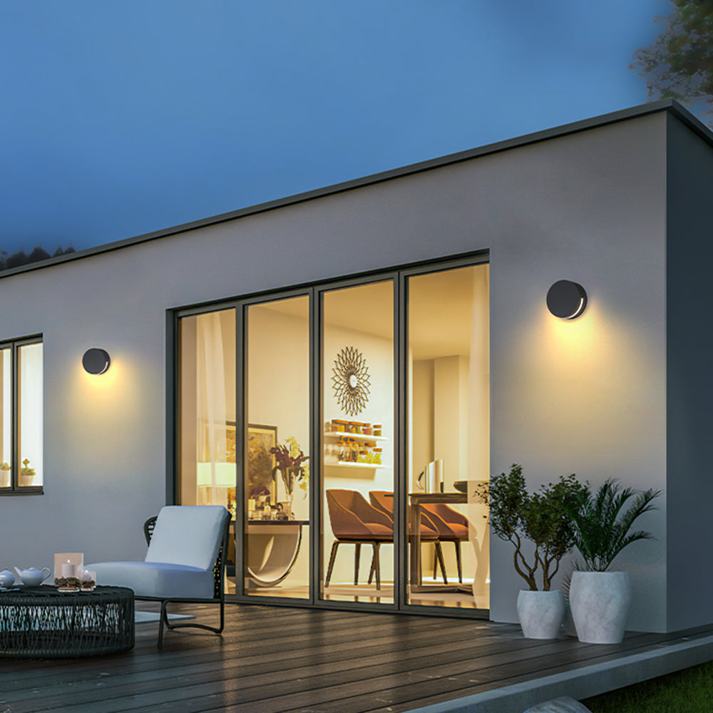 AstraVibe Edge Outdoor LED Wall Fixture Dual Up And Down Lighting In Black Cylinder