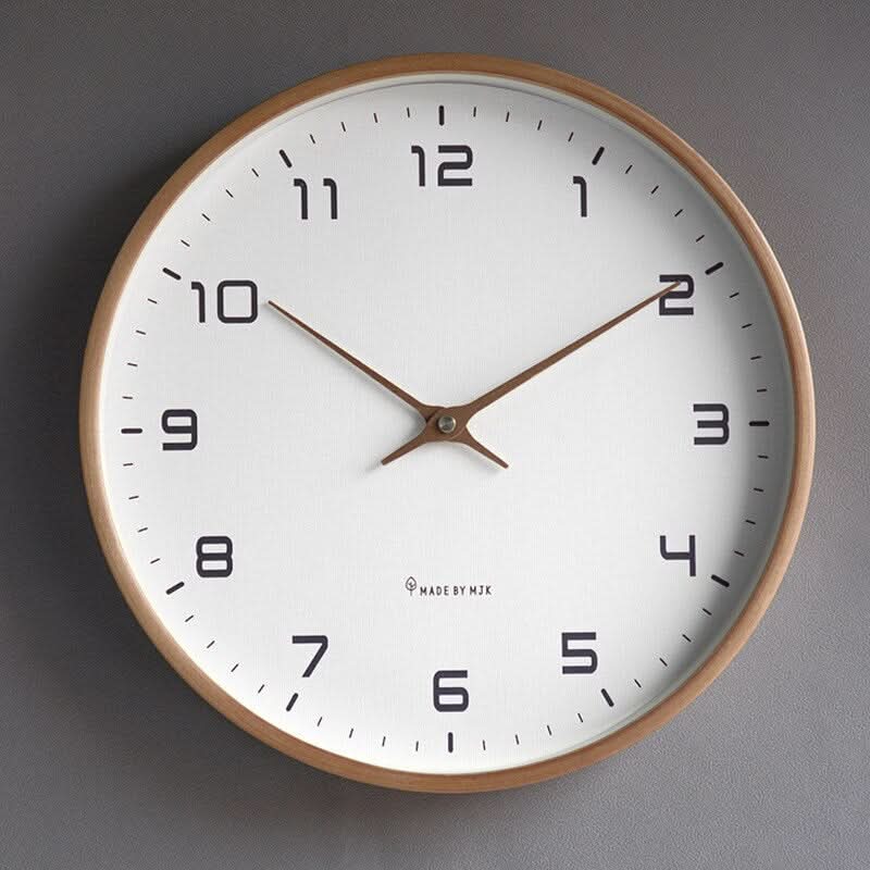 Velké dřevěné nástěnné hodiny — minimalistický design, tichý chod