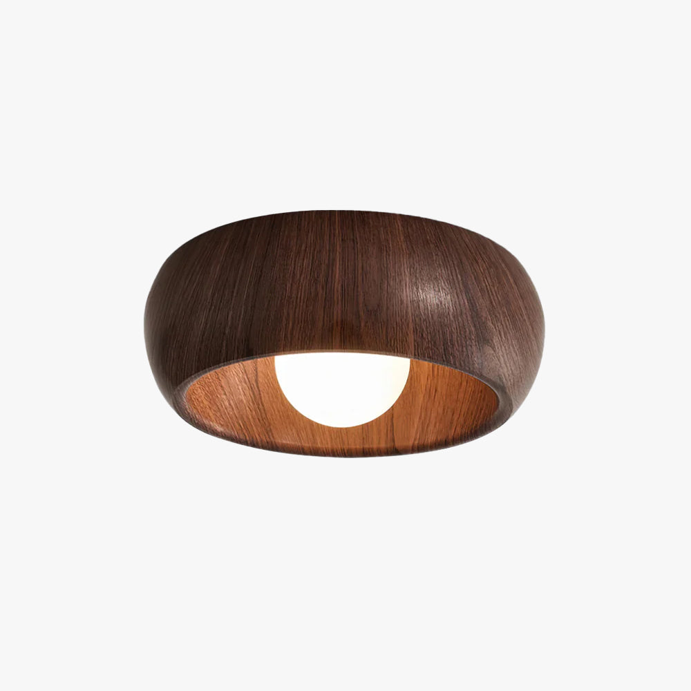 Nordic Style Wooden Flush Mount Ceiling Light Featuring A Minimalist Dome Design For Indoor Use
