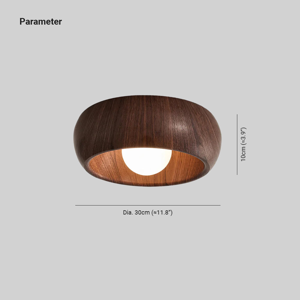 Nordic Style Wooden Flush Mount Ceiling Light Featuring A Minimalist Dome Design For Indoor Use