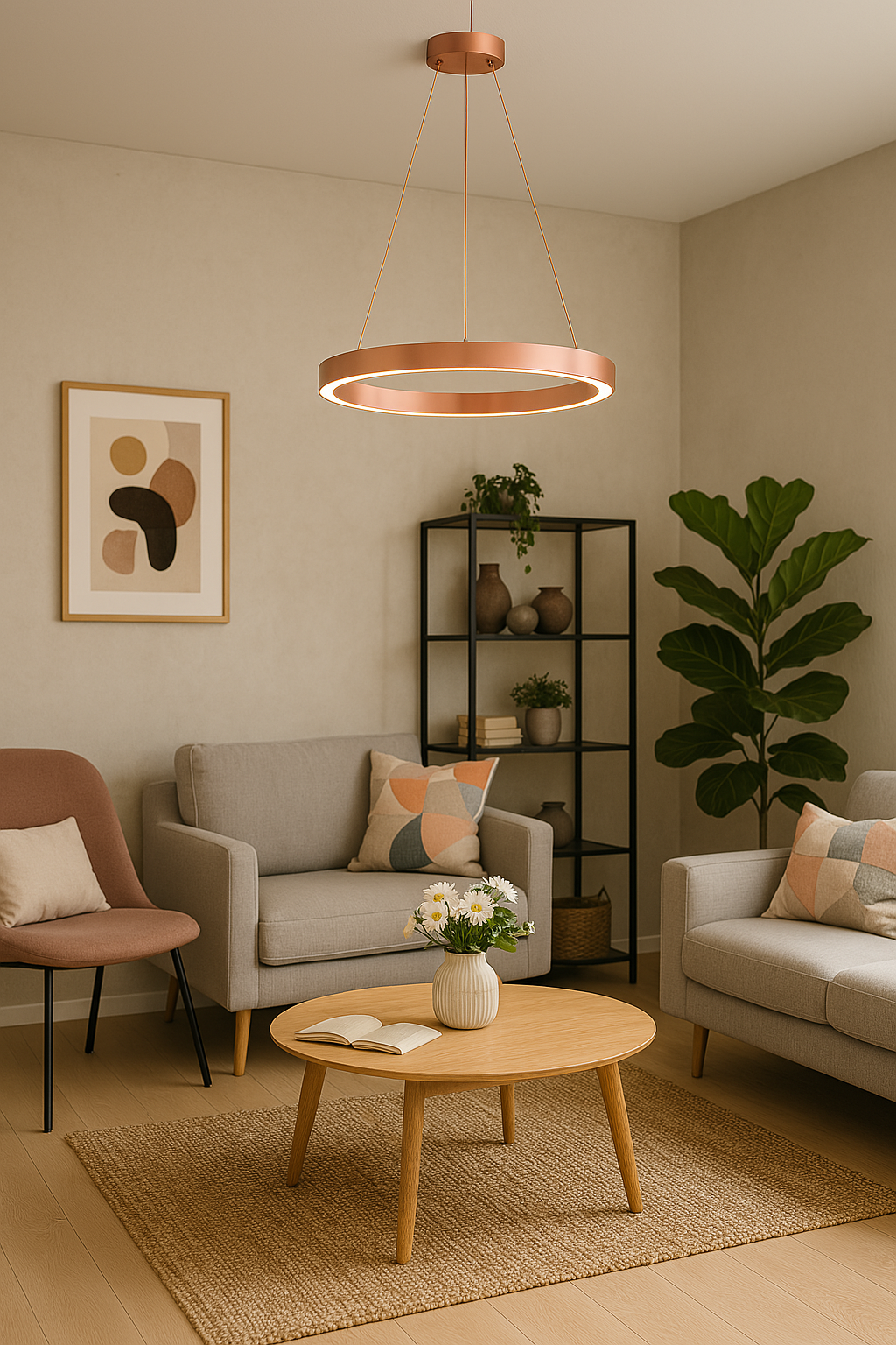 LumaNova Dimmable Pendant Light With Circular LED Illumination For Dining Rooms And Living Rooms